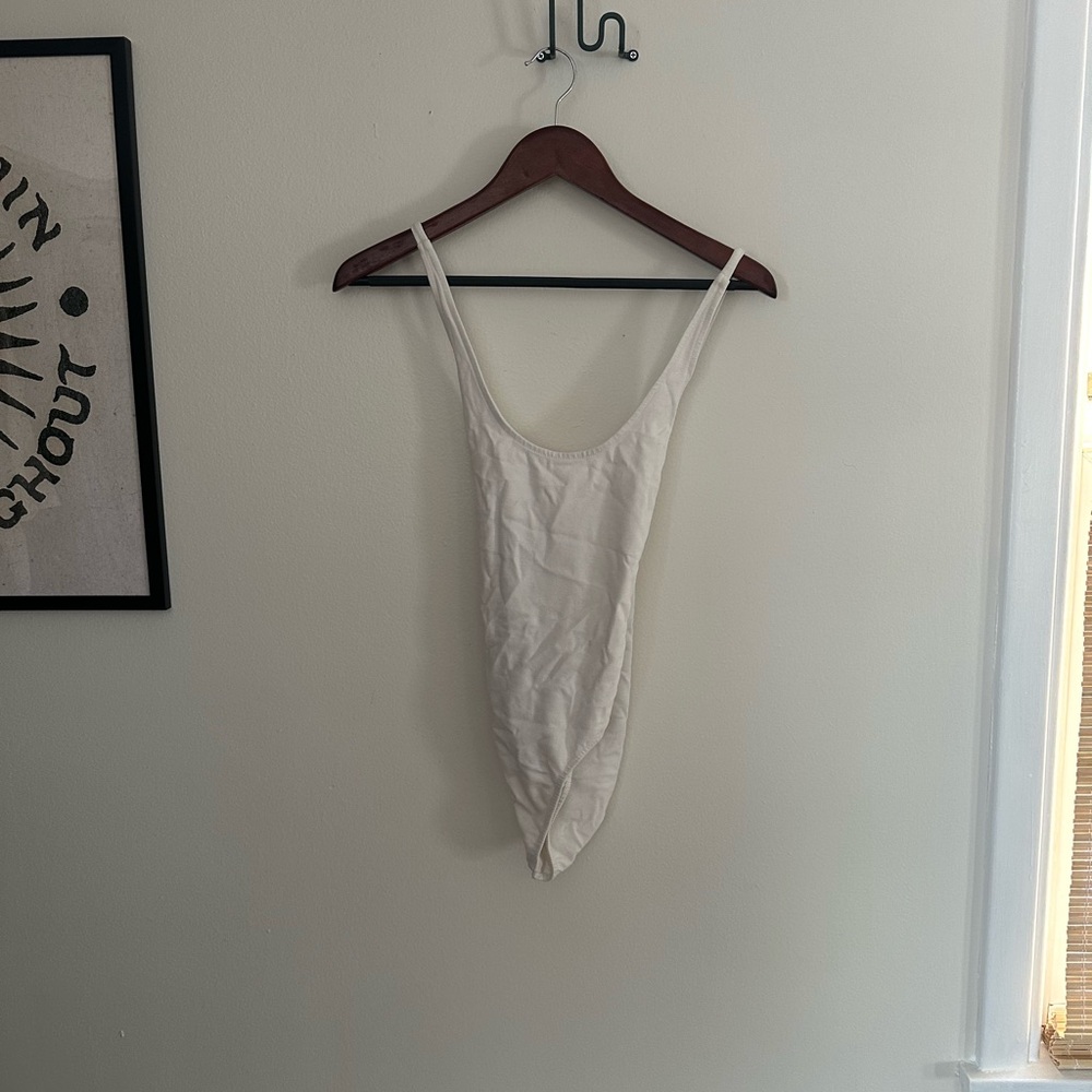 White Scoop Neck Bodysuit